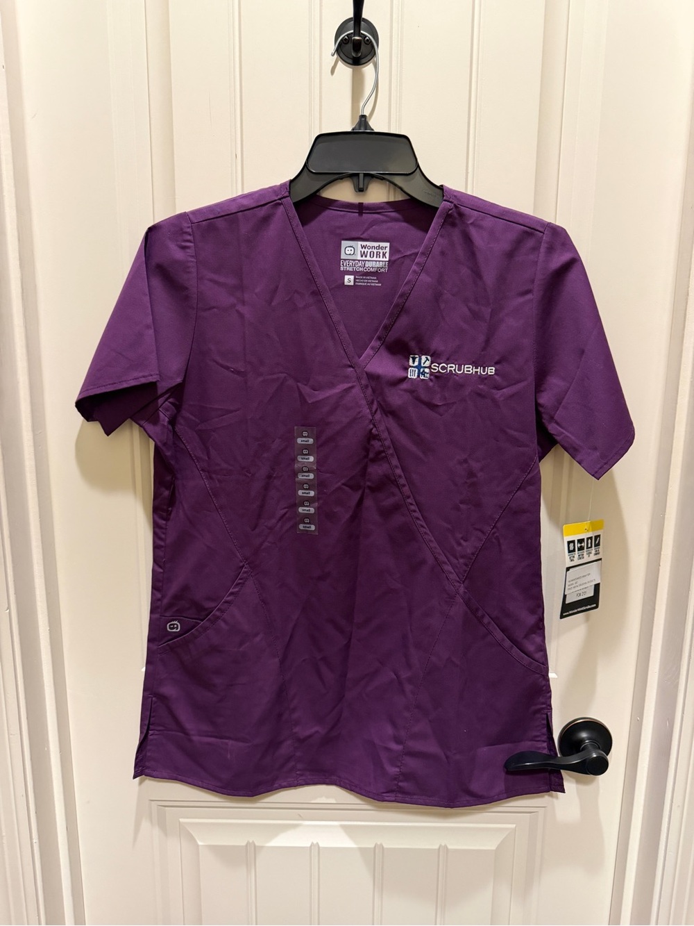 WonderWink Purple V-Neck Scrub Top with Logo